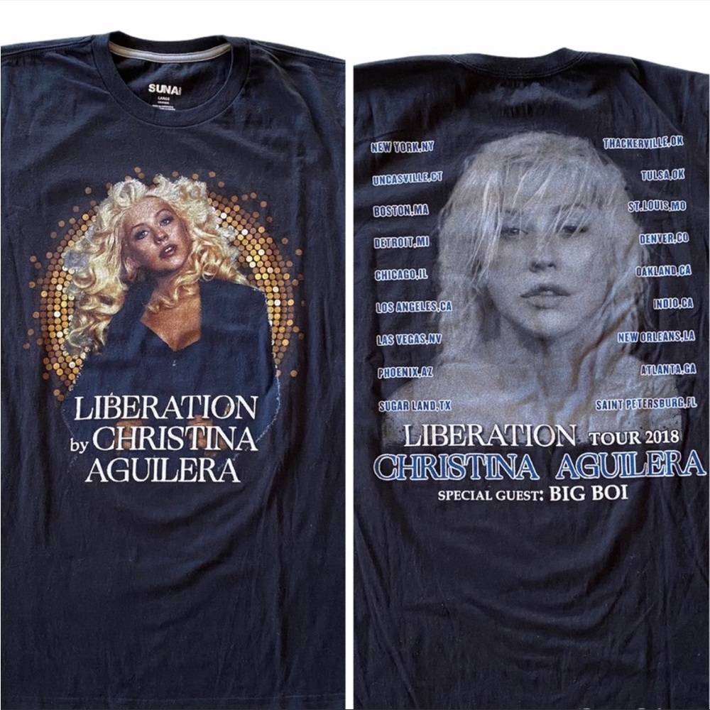 Christina Aguilera Liberation 2018 Concert Tour Black Tee Shirt - Size Large